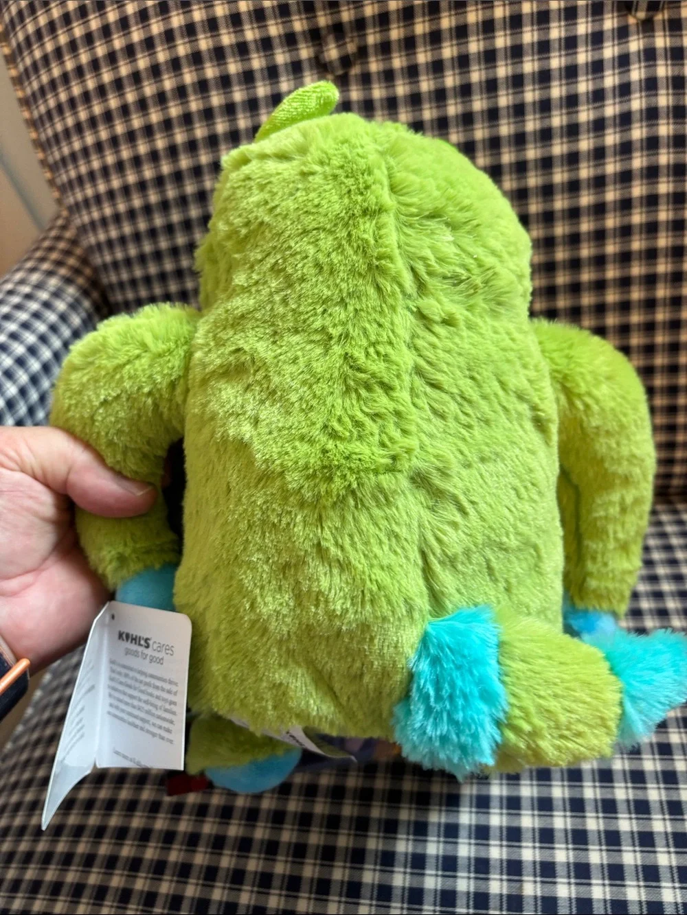 Kohl's Bright Green Plush Monster with Blue Face and Red Nose